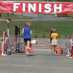Amanda crossing the finish line!