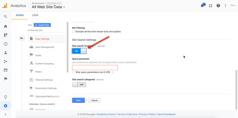 How to set up site search tracking in Google Analytics: Step 3