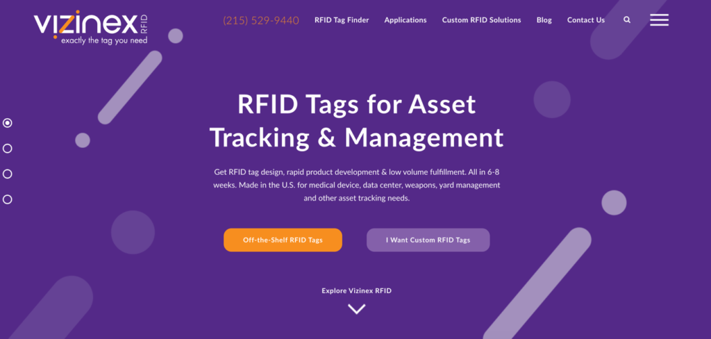 Vizinex RFID website - an example of a good manufacturing site