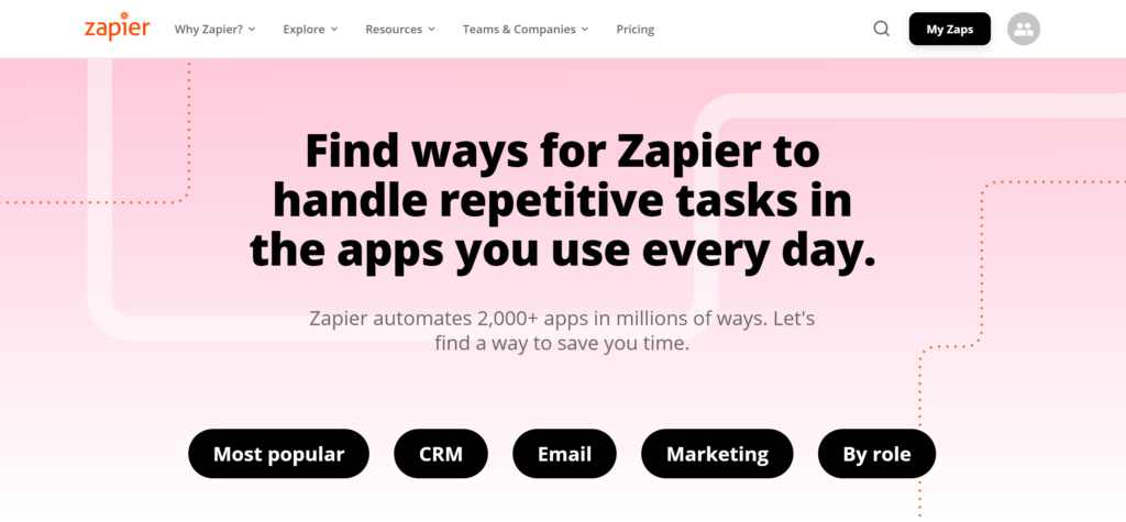 Zapier is one of the top B2B marketing apps for 2021.