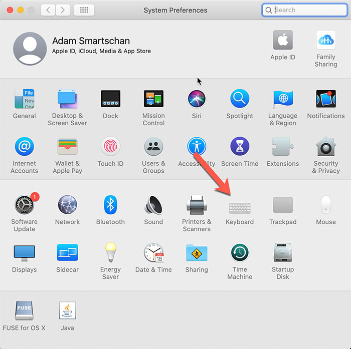To add text macros on macOS, go to "Keyboard" in System Preferences.