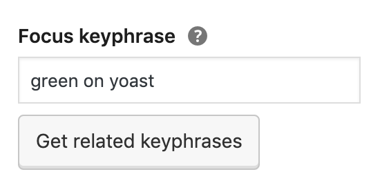 A picture of the focus keyphrase field in Yoast in our guide to getting green in Yoast.
