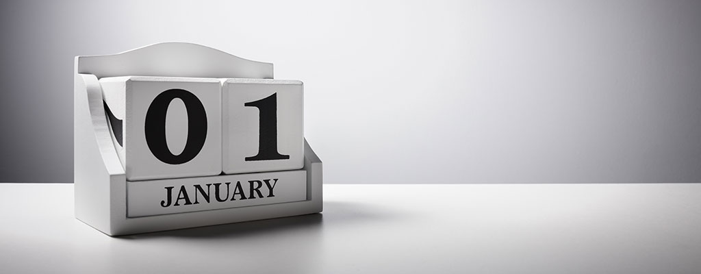 Calendar showing January 1st