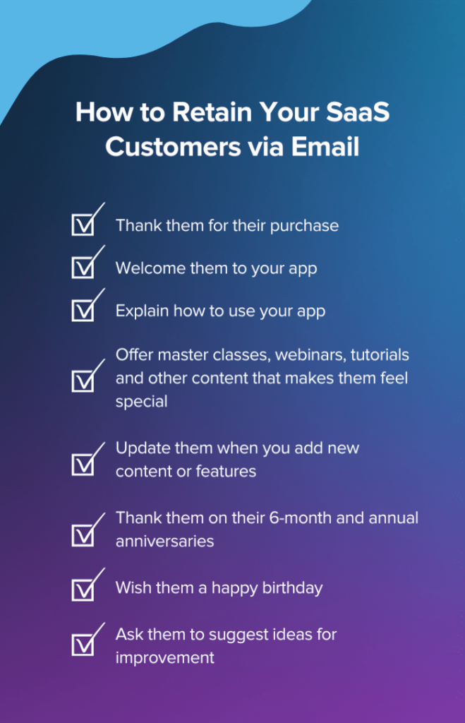 SaaS marketing trend #8: retention marketing. How to retain your saas customers with email. Lists 8 ideas 