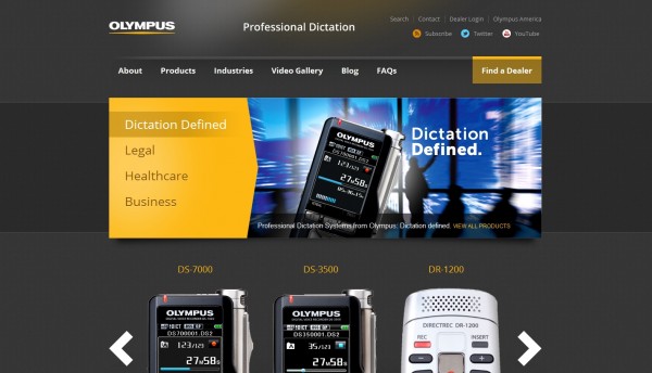 Olympus website homepage