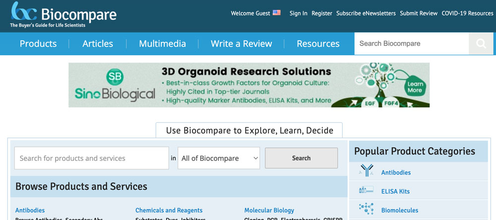 Biocompare Screenshot