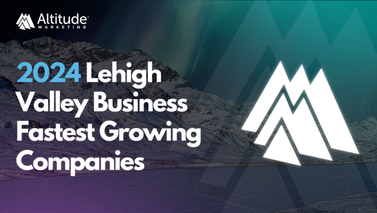 Award featured image. Altitude mountain logo on right. With text that says "2024 LVB Fastest Growing Companies"